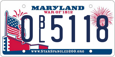 MD license plate 0BL5118