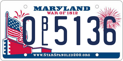 MD license plate 0BL5136