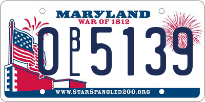 MD license plate 0BL5139