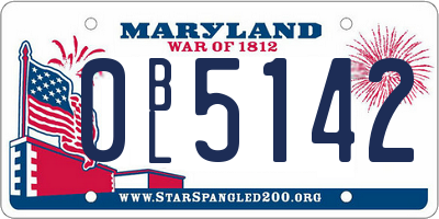 MD license plate 0BL5142
