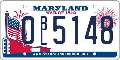 MD license plate 0BL5148