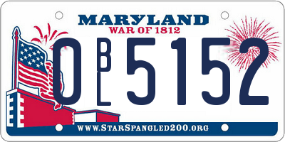 MD license plate 0BL5152