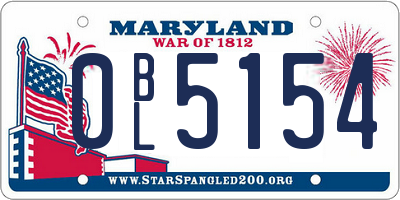 MD license plate 0BL5154
