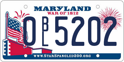 MD license plate 0BL5202