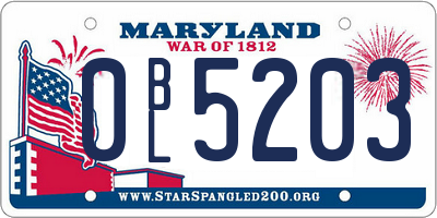 MD license plate 0BL5203