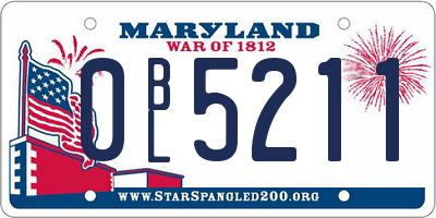 MD license plate 0BL5211