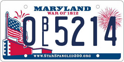 MD license plate 0BL5214