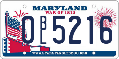 MD license plate 0BL5216