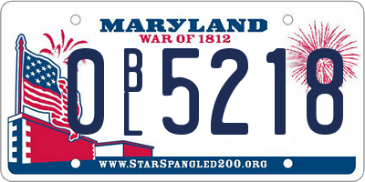MD license plate 0BL5218