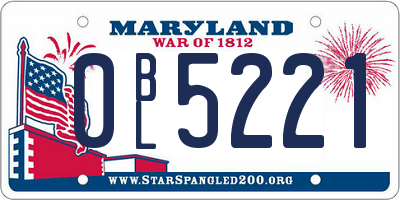 MD license plate 0BL5221