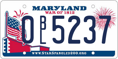MD license plate 0BL5237