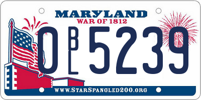MD license plate 0BL5239