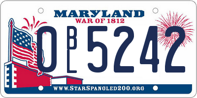 MD license plate 0BL5242