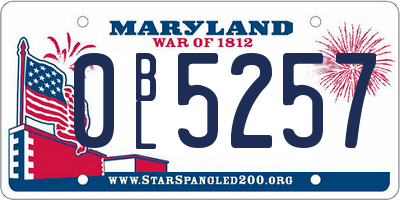 MD license plate 0BL5257
