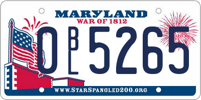 MD license plate 0BL5265