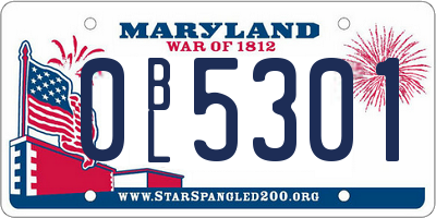 MD license plate 0BL5301