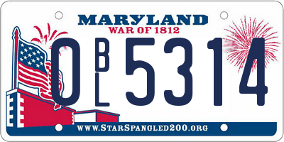 MD license plate 0BL5314