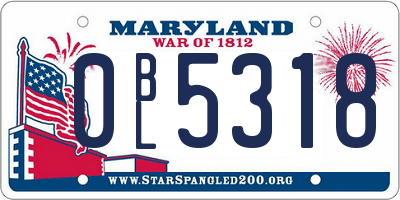 MD license plate 0BL5318