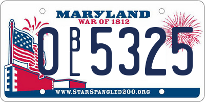 MD license plate 0BL5325