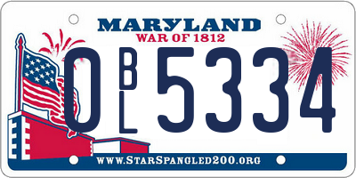 MD license plate 0BL5334