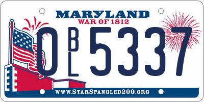 MD license plate 0BL5337