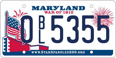 MD license plate 0BL5355