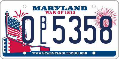 MD license plate 0BL5358