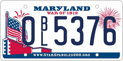 MD license plate 0BL5376