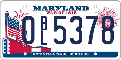 MD license plate 0BL5378