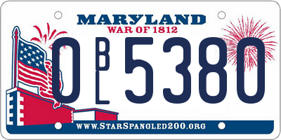 MD license plate 0BL5380