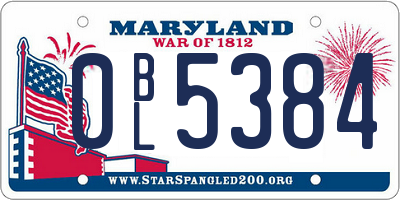 MD license plate 0BL5384