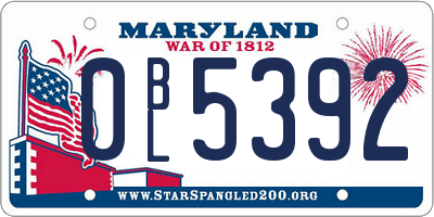MD license plate 0BL5392