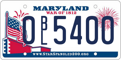 MD license plate 0BL5400
