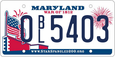 MD license plate 0BL5403