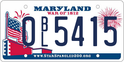 MD license plate 0BL5415