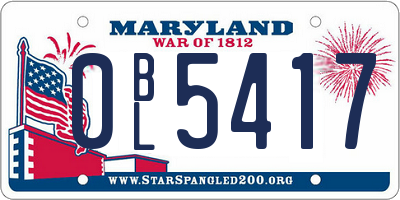 MD license plate 0BL5417