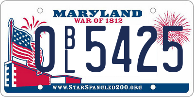 MD license plate 0BL5425