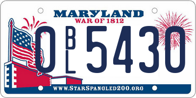 MD license plate 0BL5430