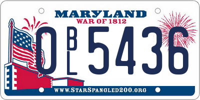 MD license plate 0BL5436