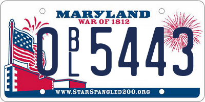 MD license plate 0BL5443