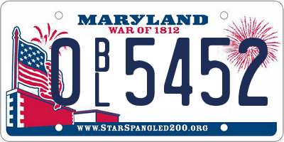 MD license plate 0BL5452
