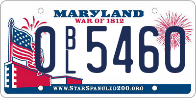 MD license plate 0BL5460