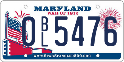 MD license plate 0BL5476