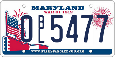 MD license plate 0BL5477