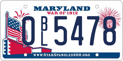 MD license plate 0BL5478