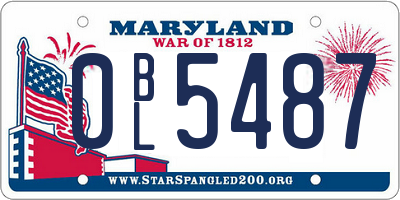MD license plate 0BL5487
