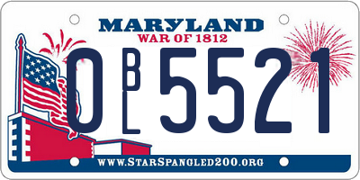 MD license plate 0BL5521