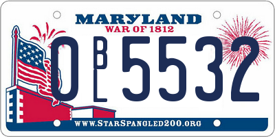 MD license plate 0BL5532