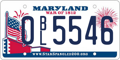 MD license plate 0BL5546