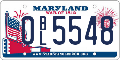 MD license plate 0BL5548